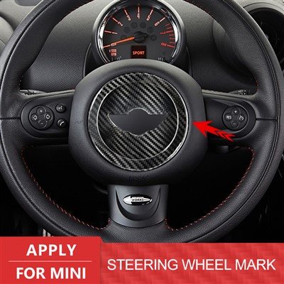 Real Carbon Fiber Steering Wheel Emblem Logo Trim Ring Cover